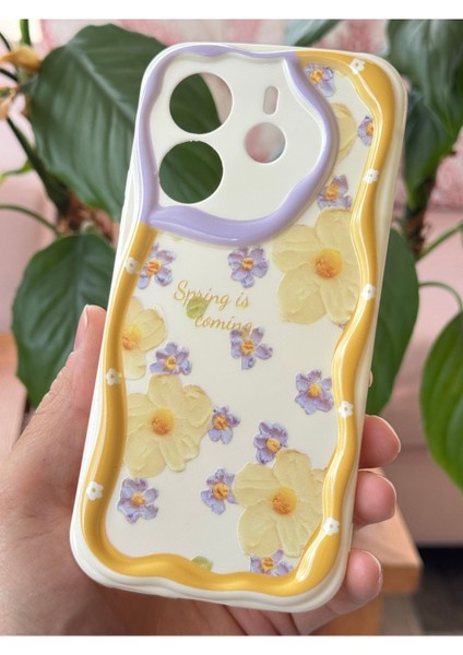 Xiaomi Redmi Note 14 4g Kılıf Tasarımlı Desenli Kamera Korumalı Papatya Çiçek Renkli Silikon Kapak