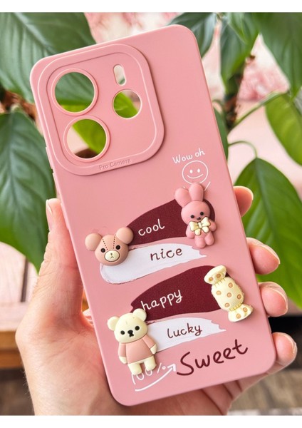Xiaomi Redmi Note 14 4g Kılıf Kamera Korumalı Tavşan Figürlü Pembe Yumuşak Silikon Kapak modelleri