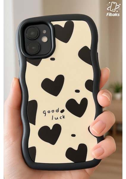 Apple iPhone 12 Kılıf Aynalı Kalp Desenli Yumuşak Kenarlı Kamera Korumalı Silikon Kapak