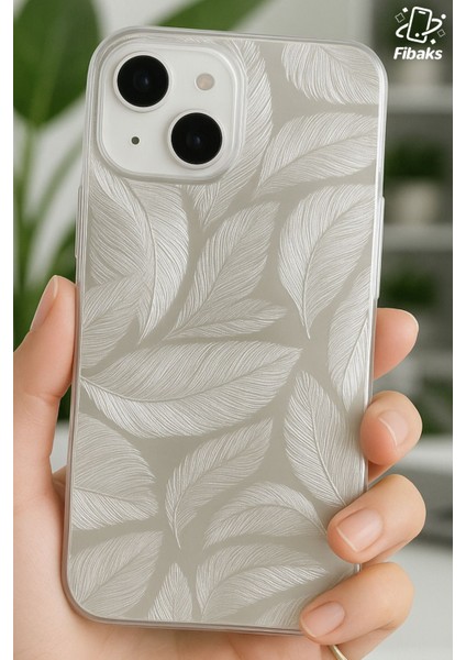Apple iPhone 13/14 Uyumlu Kılıf Parlak Hologram Yaprak Desenli Darbe Emici Kamera Korumalı Silikon Kapak