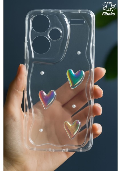 Xiaomi Redmi Note 13 Pro Plus Kılıf 3D Kalpli Inci Tasarımlı Desenli Kamera Korumalı Silikon Kapak fiyatları