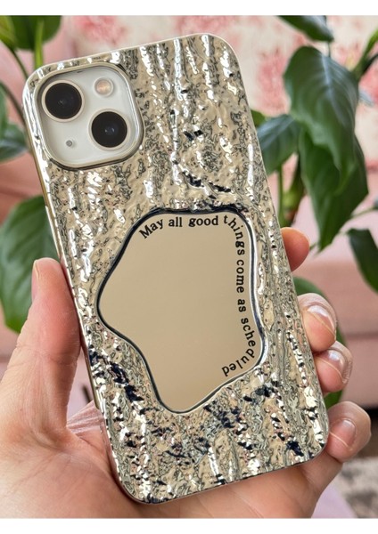 Apple iPhone 13/14 Uyumlu Kılıf Aynalı Dalga Tasarımlı Desenli Darbe Emici Kamera Korumalı Silikon Kapak