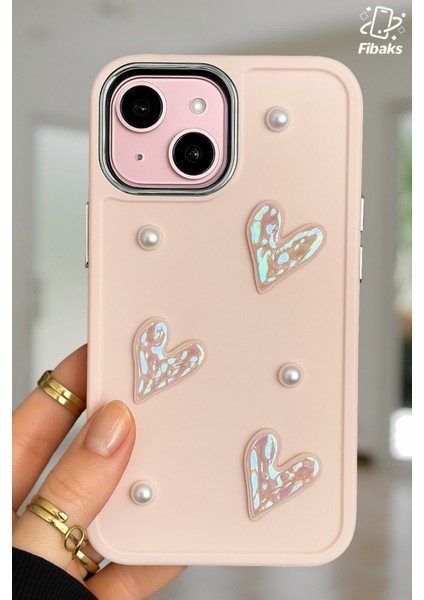 Apple Iphone 13 - 14 - 15 Kılıf Kamera Çıkıntılı Fiyonk Inci Desenli Pembe Yumuşak Silikon Kapak indirimleri