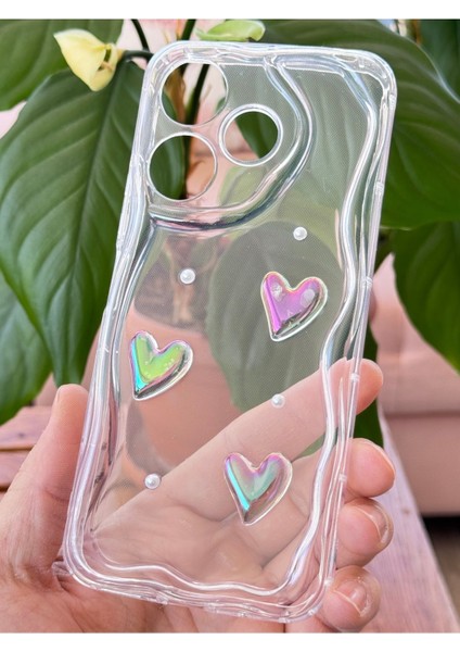 Xiaomi Redmi 13 4g Kılıf 3D Kalpli Inci Tasarımlı Desenli Kamera Korumalı Şeffaf Silikon Kapak modelleri