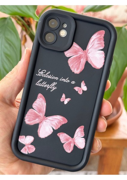 Apple iPhone 11 Kılıf Yumuşak Dokulu Kelebek Desenli Yumuşak Kamera Korumalı Silikon Kapak