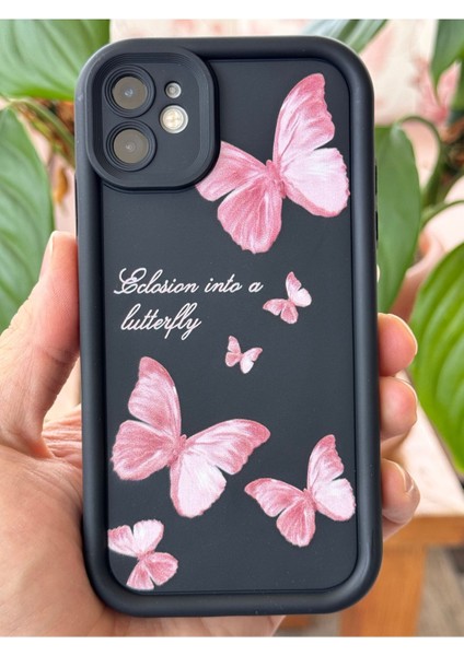 Apple iPhone 11 Kılıf Yumuşak Dokulu Kelebek Desenli Yumuşak Kamera Korumalı Silikon Kapak