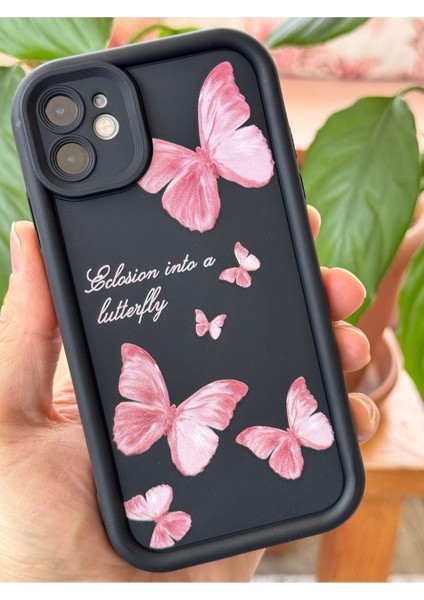 Apple iPhone 11 Kılıf Yumuşak Dokulu Kelebek Desenli Yumuşak Kamera Korumalı Silikon Kapak