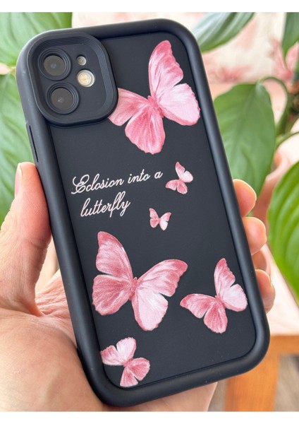 Apple iPhone 11 Kılıf Yumuşak Dokulu Kelebek Desenli Yumuşak Kamera Korumalı Silikon Kapak