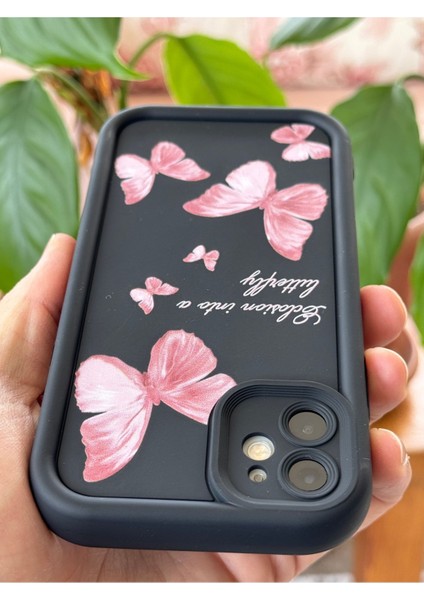 Apple iPhone 11 Kılıf Yumuşak Dokulu Kelebek Desenli Yumuşak Kamera Korumalı Silikon Kapak