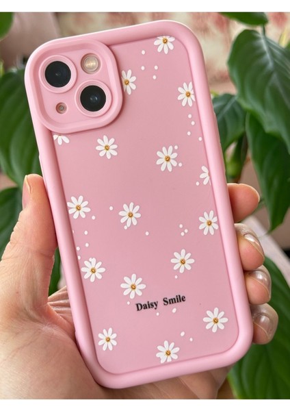 Apple iPhone 13 Kılıf Yumuşak Dokulu Papatya Desenli Yumuşak Kamera Korumalı Silikon Kapak