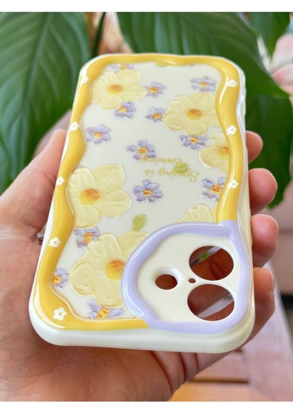 Apple iPhone 16 Kılıf Tasarımlı Desenli Kamera Korumalı Papatya Çiçek Renkli Silikon Kapak