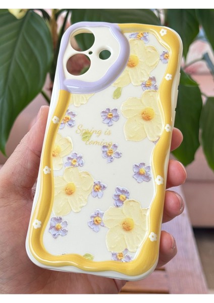Apple iPhone 16 Kılıf Tasarımlı Desenli Kamera Korumalı Papatya Çiçek Renkli Silikon Kapak