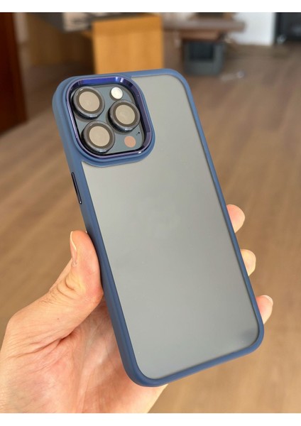 Apple iPhone 15 Pro Max Kılıf Kamera Çıkıntılı Kenarı Renkli Arkası Şeffaf Hassas Butonlu Kapak