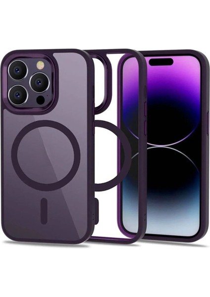 Apple iPhone 14 Pro Kılıf Wireless Şarj Magsafe Destekli Renkli Parlak Hassas Butonlu Kamera Korumalı Darbe Emici Kapak
