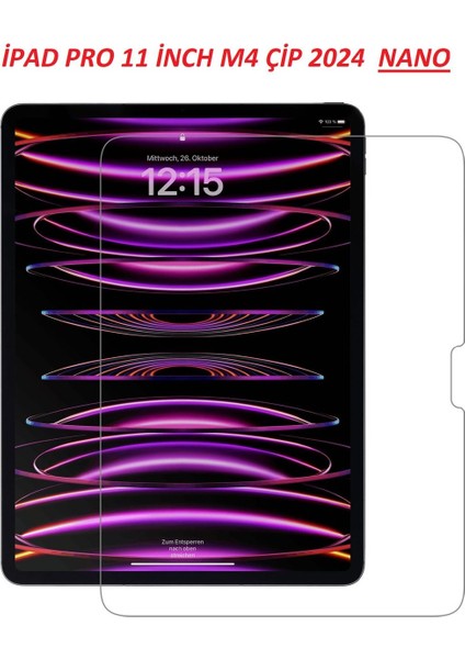 Apple iPad Pro 7.nesil 11 Inch M4 Çip 2024 Uyumlu Şeffaf Esnek Tablet Cam Nano Ekran Koruyucu
