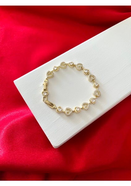 Zirkon Taşlı Luxury Kalp Çelik Klipsli Bileklik