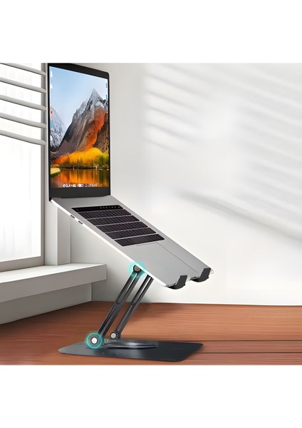 Tüm Modellerle Uyumlu Metal Kolay Ayarlanır Katlanabilir Dönebilen Laptop Standı Yükseltici Gümüş