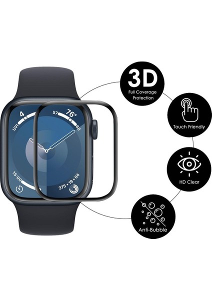 Apple Watch Series 10 42MM Uyumlu Tam Kaplayan Kavisli Siyah Çerçeveli Saat Ekran Koruyucu fiyatları