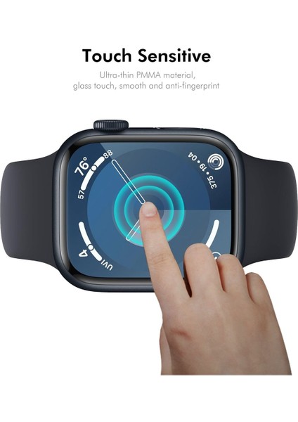 Apple Watch Series 10 42MM Uyumlu Tam Kaplayan Kavisli Siyah Çerçeveli Saat Ekran Koruyucu modelleri