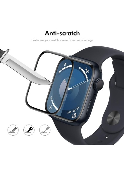 Apple Watch Series 10 42MM Uyumlu Tam Kaplayan Kavisli Siyah Çerçeveli Saat Ekran Koruyucu fırsatları