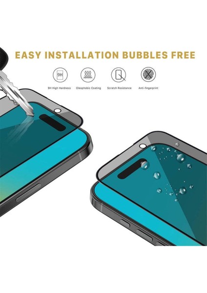 Apple iPhone 16/14 Pro/15 Hayalet Gizlilik Filtreli 150C Antistatik Ekran Koruyucu Tam Kapatan Temperli Kırılmaz Cam modelleri