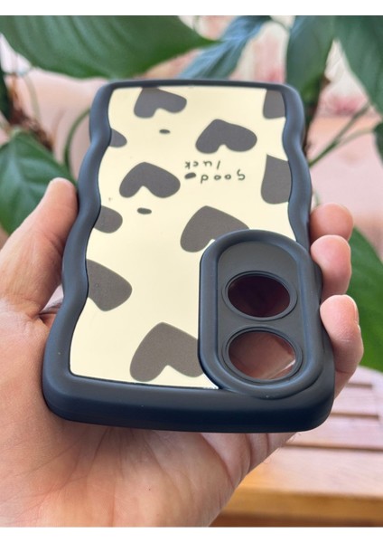 Oppo A60 Kılıf Aynalı Kalp Desenli Yumuşak Kenarlı Kamera Korumalı Silikon Kapak