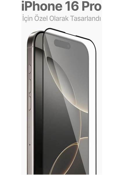 Apple iPhone 16 Pro Kolay Uygulama Aparatlı Siyah Çerçeveli Tam Kapatan Cam Ekran Koruyucu fırsatları