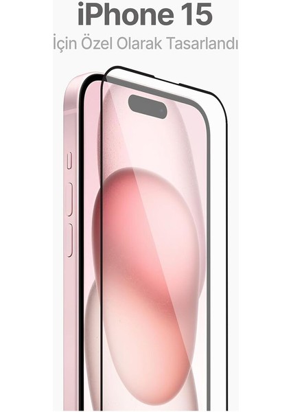 Apple iPhone 15 Uyumlu Kolay Uygulama Aparatlı Siyah Çerçeveli Tam Kapatan Cam Ekran Koruyucu fiyatları
