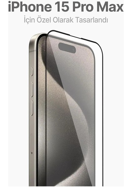 Apple iPhone 15 Pro Max Uyumlu Kolay Uygulama Aparatlı Siyah Çerçeveli Tam Kapatan Cam Ekran Koruyucu fiyatları