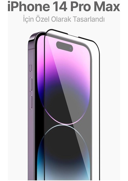 Apple iPhone 14 Pro Max Uyumlu Kolay Uygulama Aparatlı Siyah Çerçeveli Tam Kapatan Cam Ekran Koruyucu fiyatları