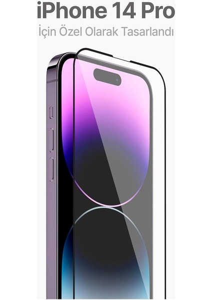 Apple iPhone 14 Pro Uyumlu Kolay Uygulama Aparatlı Siyah Çerçeveli Tam Kapatan Cam Ekran Koruyucu fiyatları