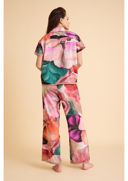 Paradise Sklamen Ultra Hafif Viskon Ipeksi Pijama Set