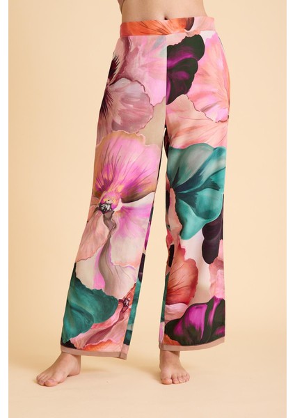 Paradise Sklamen Ultra Hafif Viskon Ipeksi Pijama Set