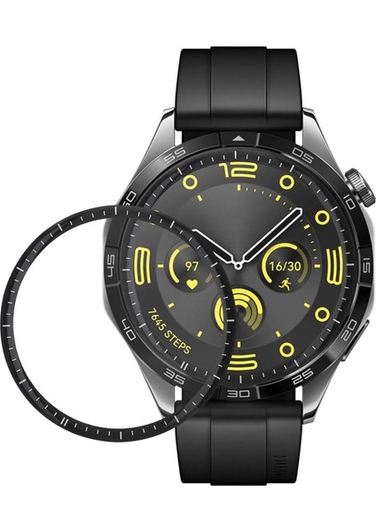 Xiaomi Mi Watch Color Uyumlu Tam Kaplayan Ultra Ince Kavisli Siyah Çerçeveli Saat Ekran Koruyucu Pet