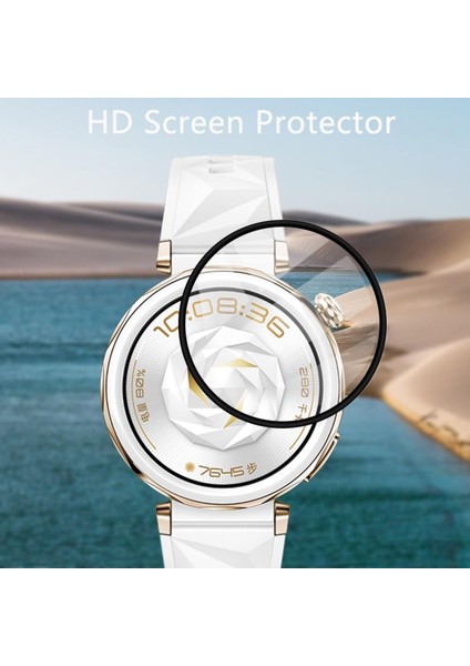 Huawei Gt 5 Pro 42MM Uyumlu Tam Kaplayan Kavisli Siyah Çerçeveli Pet Saat Ekran Koruyucu