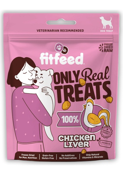 Freeze-Dried Çiğ Tavuk Ciğer Köpek Ödülü 40g