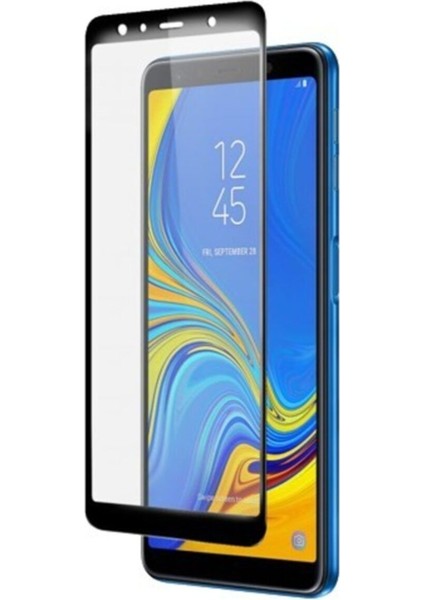 Samsung Galaxy A7 2018 Tam Ekran Koruyucu Kırılmaz Cam 9H Temperli Koruma Dayanıklı 5D