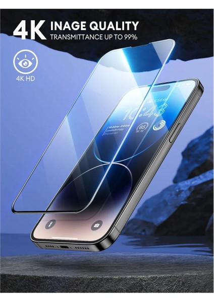 Apple iPhone 16 Pro Uyumlu Ahize Toz Önleyici Tam Kapatan Tamperli Cam Ekran Koruyucu Kırılmaz Cam