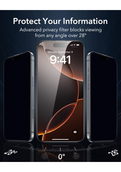 Apple iPhone 16 Pro Max Uyumlu Hayalet Ekran Koruyucu Tam Kapatan Gizli Tamperli Cam modelleri
