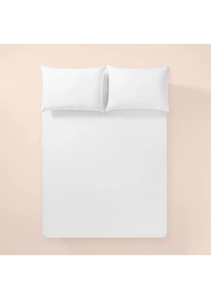 %100 Pamuk Percale Lastikli Çarşaf 160X200 cm Beyaz - Pure Serisi