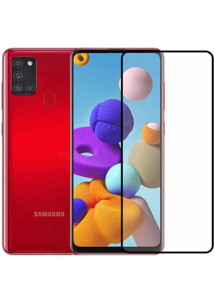 Samsung Galaxy A21S Tam Ekran Koruyucu Kırılmaz Cam 9H Temperli Koruma Dayanıklı 5D