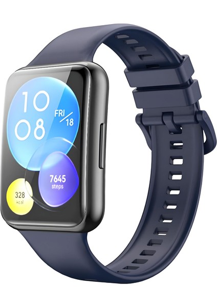 Huawei Watch Fit 2 Kordon Kayış Bleklik Esnek Yumuşak Premium Spor Silikon Lacivert