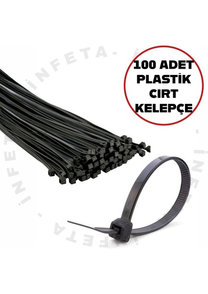 100 Adet 30 cm Siyah Elektrik Kablosu Kablo Bağı Cırt Klips Plastik Kelepçe Cırt Cırt Kelepçe