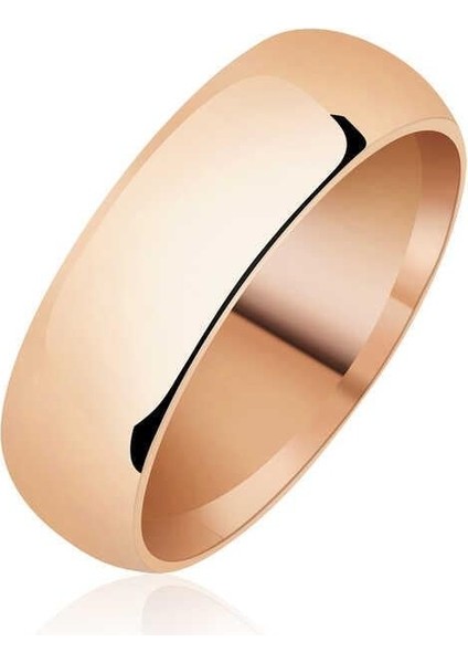 6 mm Düz Bombeli Rose Gümüş Alyans
