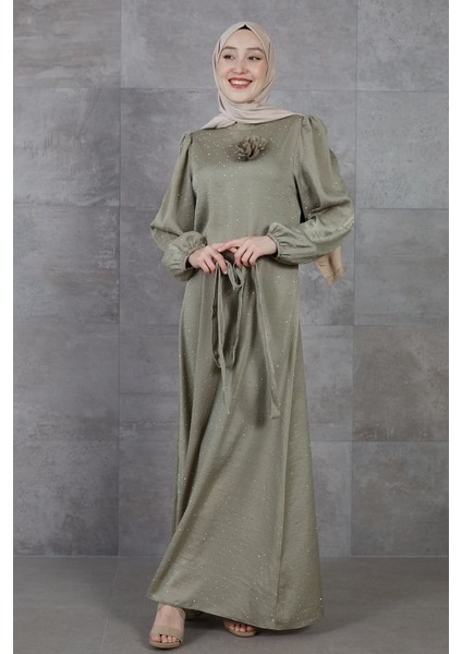 Taş İşlemeli Tesettür Abiye Elbise