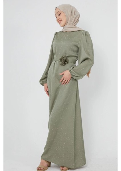 Taş İşlemeli Tesettür Abiye Elbise modelleri