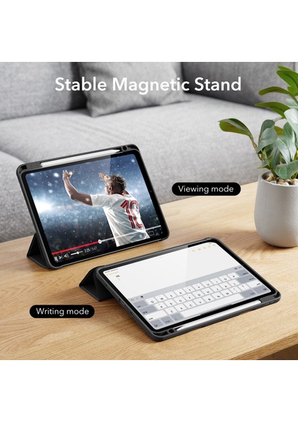 iPad Pro 11 (4./3./2./1. Nesil) Rebound Yumuşak Kapaklı, Kalem Tutuculu Üç Katlı Kılıf.