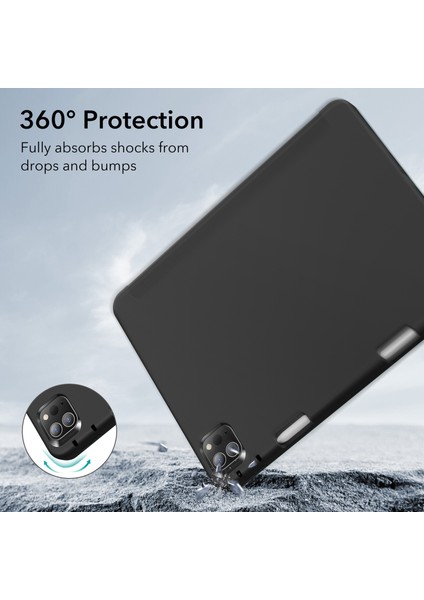 iPad Pro 11 (4./3./2./1. Nesil) Rebound Yumuşak Kapaklı, Kalem Tutuculu Üç Katlı Kılıf.