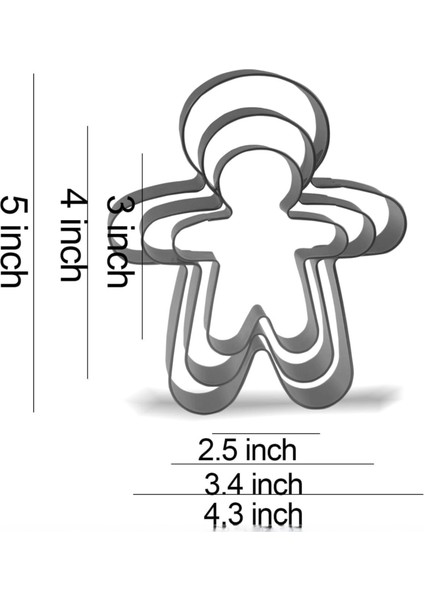 3 Adet Farklı Boy Gingermen Kurabiye Adam Kalıbı modelleri