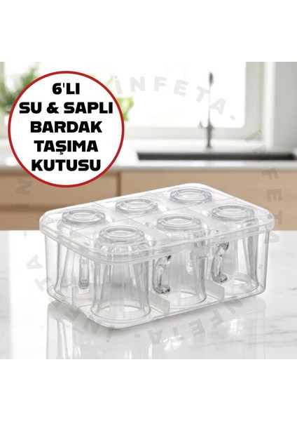 6'lı Piknik Su Bardak Taşıma Kutusu Bardak Koruma Kutusu Kamp Piknik Mutfak Seti